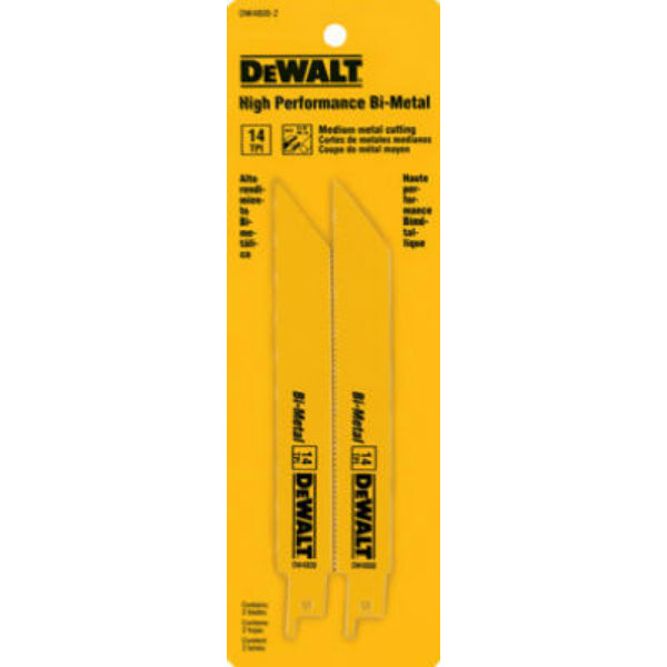 DeWalt® DW4810-2 Straight Back Bimetal Reciprocating Saw Blades, 18 TPI, 4",2-Pk