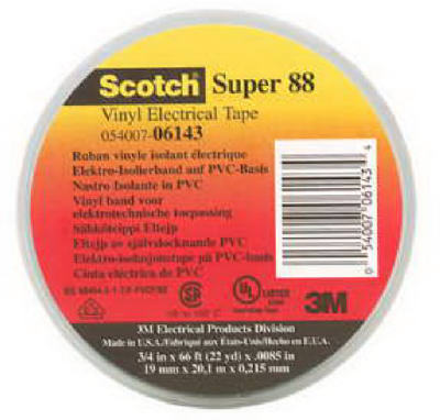 Scotch 6143-BA-100 Super 88 Premium Vinyl Electrical Tape, 3/4" x 66', Black