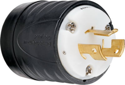 Pass & Seymour Turnlok Plug, 20A, 125/250V, Black & White
