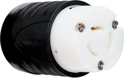 Pass & Seymour Turnlok Connector, 20A, 125/250V, Black & White