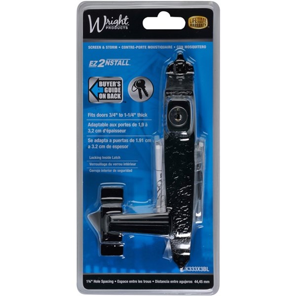 Wright Products™ VCK333X3BL Colonial Keyed Push Button Latch, Black Finish