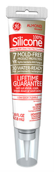 GE GE286 Silicone II Kitchen & Bath Caulk, Almond, 2.8 Oz