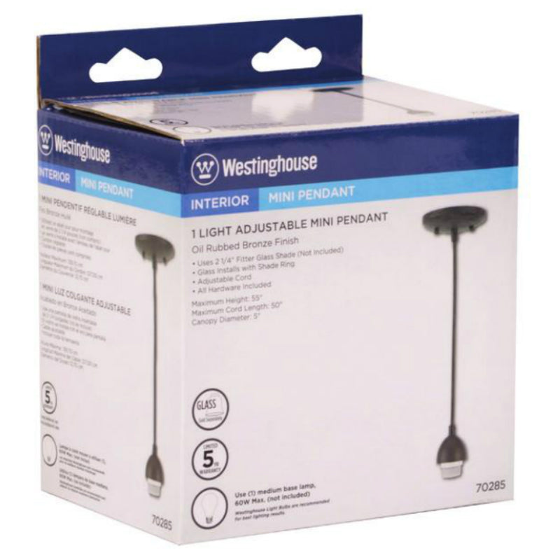 Westinghouse 70285 Decorative One-Light Mini Pendant Kit, Oil Rubbed Bronze