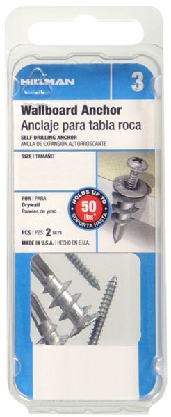 Hillman 5089 Scru 'N' Grip Hollow Wall Anchor with Screw, 2 Pack