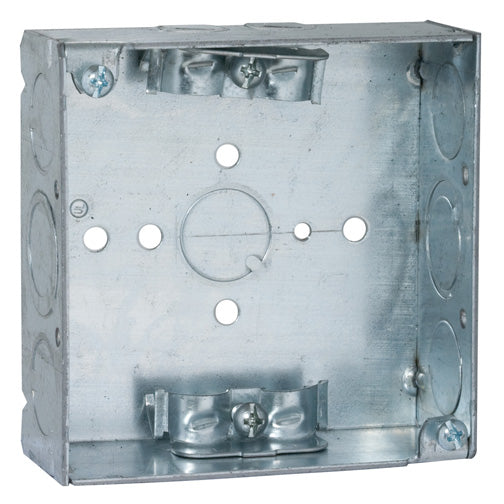 RACO® 8211 Square Box with Nonmetallic Sheathed Cable Clamps, 4" x 1-1/2" Deep