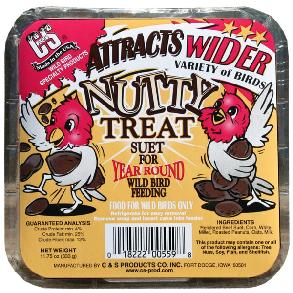 C&S® 12559 Nutty Treat Suet Cake for Wild Birds, 11.75 Oz