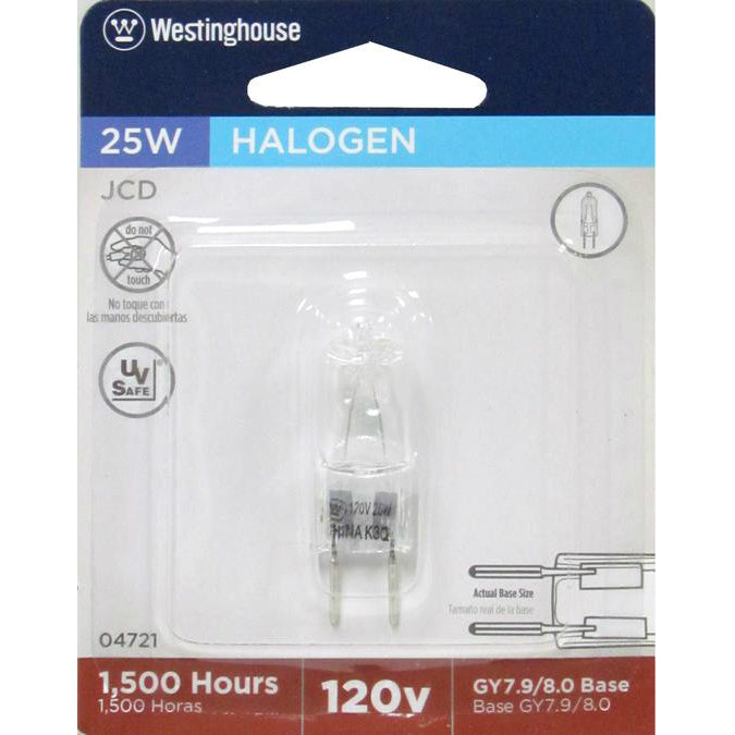 Westinghouse 04721 JCD Halogen T4 Light Bulb, 25W, 120V, Clear Finish