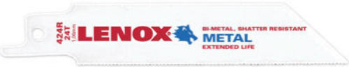 Lenox® 20554424R Metal Cutting Reciprocating Saw Blade, 24 TPI, 4", 5-Pack