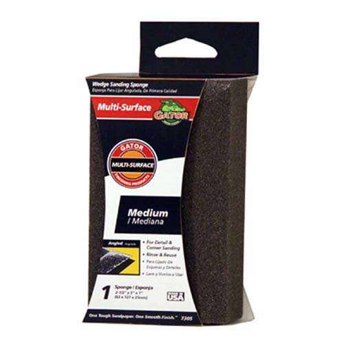 Gator 4637 Duel Wedge Multi-Surface Sanding Sponge, 80 Grit, 2.5" x 5"