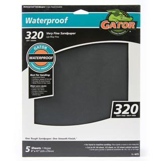 Gator 4473 Waterproof Sanding Sheet, 320 Grit, 9" x 11"