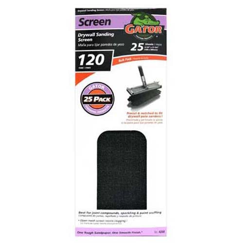 Gator 4258 Precut Drywall Sanding Screen, 120 Grit, 4.25" x 11.25"