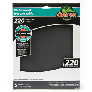 Gator 4474 Waterproof Sanding Sheet, 220 Grit, 9" x 11"