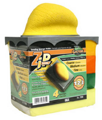 Gator 7232 Zip Sanding Sponge Holder Kit, Assorted Grit, 3" x 5" x 1"