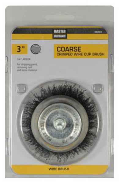 Master Mechanic 842663 Coarse Crimped Wire Cup Brush, 3", 1/4 Shank