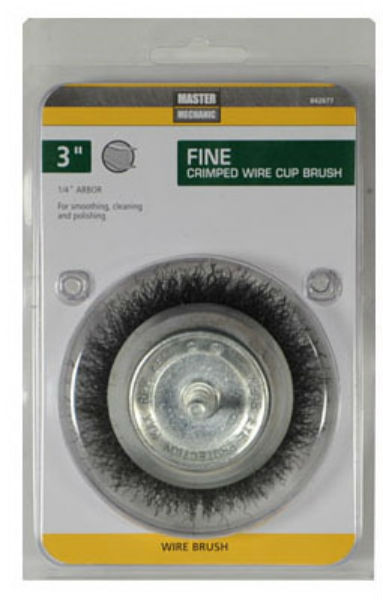 Master Mechanic 842677 Fine Utility Crimped Wire Cup Brush, 3", 1/4 Shank