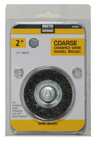 Master Mechanic 842685 Coarse Crimped Wire Wheel Brush, 2", Stem Mounted