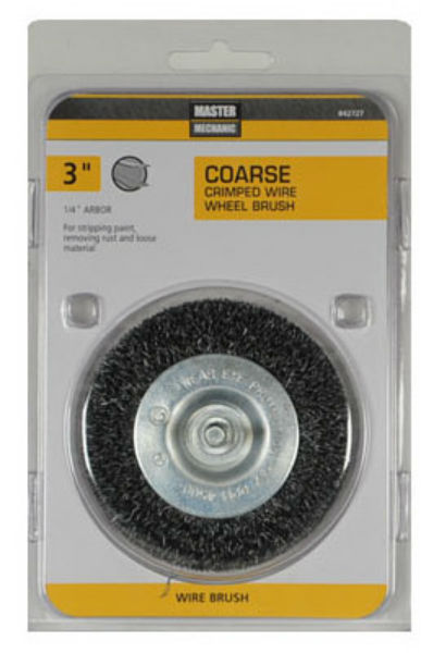 Master Mechanic 842727 Coarse Crimped Wire Wheel Brush, 3", 1/4" Shank