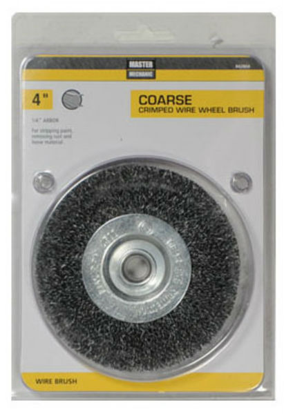 Master Mechanic 842804 Coarse Crimped Wire Wheel Brush, 4", 1/2" Arbor Size