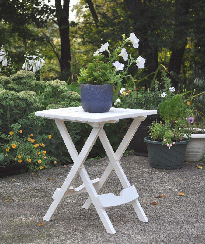 Adams 8500-48-3731 Quik-Fold Portable Side Table, Resin, White