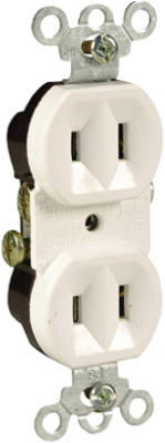 Pass & Seymour Standard Duplex Outlet, 15A, 125V, White
