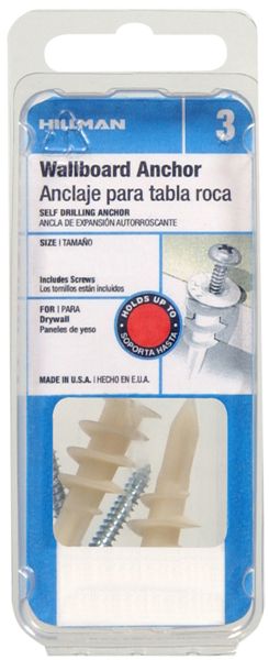 Hillman 9413 Nylon Wallboard Anchor with PHP SMS, 2 Pack