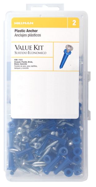 Hillman Fasteners 373500 Conical Blue Plastic Anchor Kit, 201-Piece