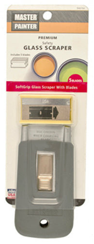 Master Painter SGS Soft Grip Safety Glass Scraper with 5 Blades