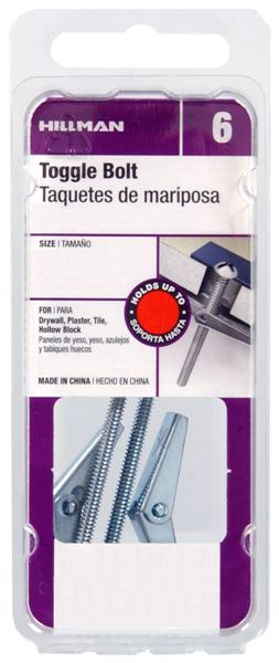 Hillman Fasteners 5031 Round Head Toggle Bolt, 1/4 x 4"