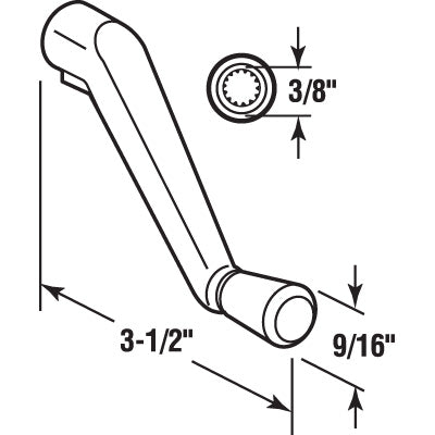 Slide-Co 171786 Awning Window Operator Crank Style Handle, 3/8", Aluminum