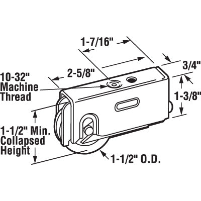 Slide-Co 131477 Sliding Glass Door Roller Assembly