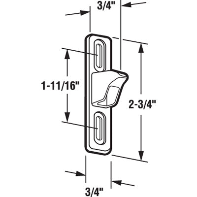 Slide-Co 142029 Chrome Diecast Sliding Glass Door Keeper, 3/4" Wide