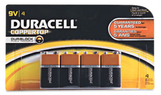 Duracell MN16B4DW Coppertop Alkaline Battery, 9 Volt