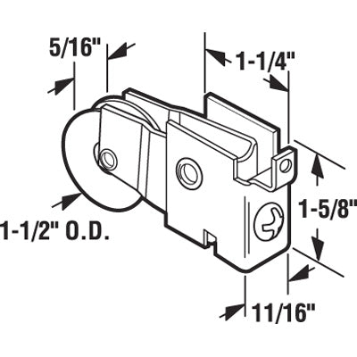 Slide-Co 13170 Sliding Glass Door Roller Assembly, 5/16" x 1-1/2"
