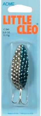 Acme C200/HNB Little Cleo Hammered Chrome/Neon Blue Stripe Spoon, 2/5 Oz