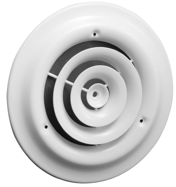 AmeriFlow® 1500W8 Steel Round Ceiling Diffuser, White, 8"