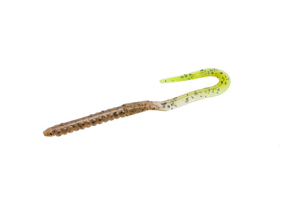 Zoom Super Salty U-Tail Style Plastic Worms, Pumpkin/Chartreuse, 6"