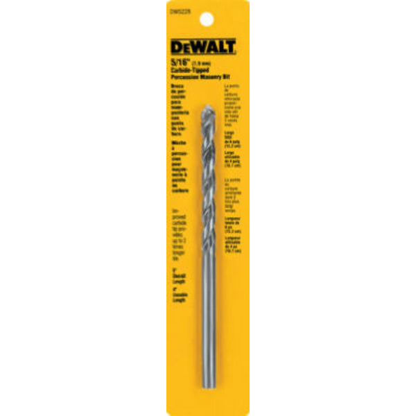 DeWalt® DW5228 Carbide Tipped Premium Percussion Masonry Drill Bit, 5/16" x 6"