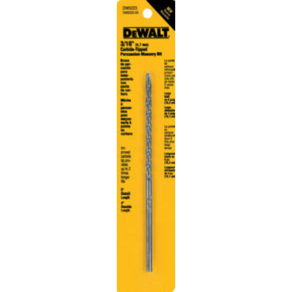 DeWalt® DW5223 Carbide Tipped Premium Percussion Masonry Drill Bit, 3/16" x 6"