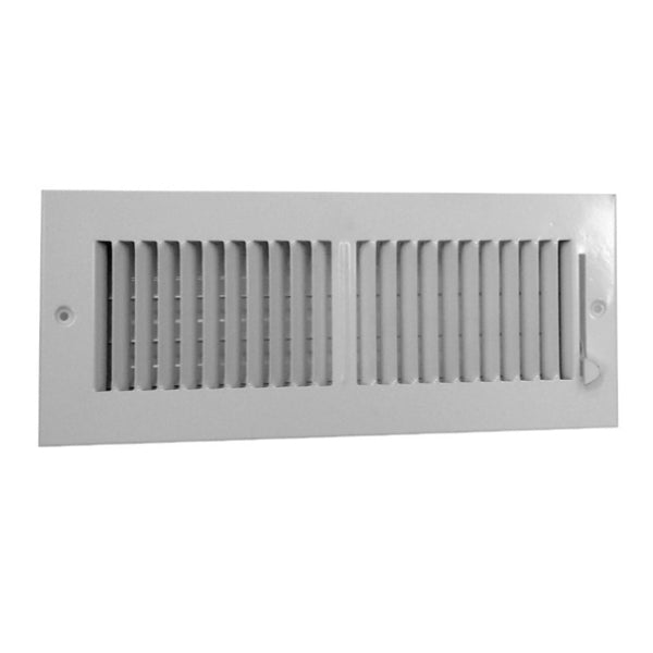 AmeriFlow 382W8X6 2-Way Sidewall Register, 1/2" Fin Spacing, White, 8" x 6"