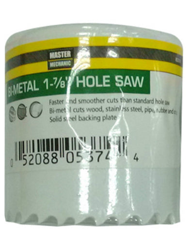 Master Mechanic 853374 Bi-Metal Hole Saw, 1-7/8" Arbor