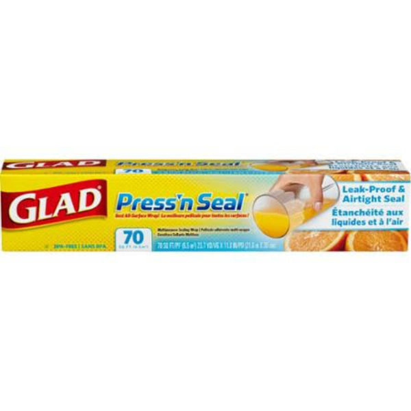 Glad® 70441 Press'n Seal® Sealable Plastic Wrap, 70'