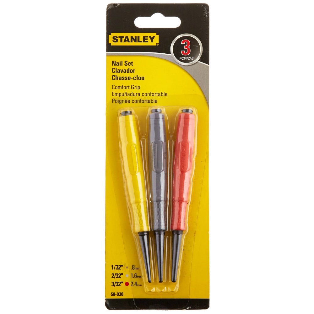 Stanley® 58-930 Professional Cushion Grip Nail Set, 3-Piece