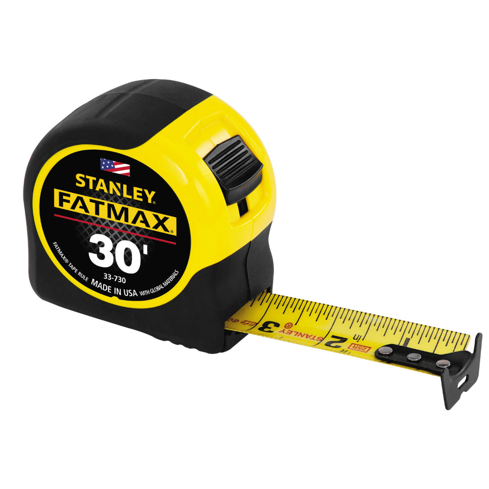 Stanley® 33-730 FatMax® Tape Rule, 30' x 1-1/4", Yellow/Black