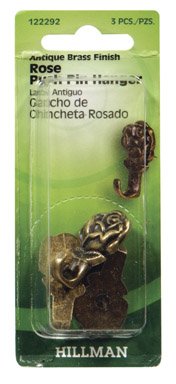 Hillman Fasteners 122320 Rose Gilt Push Pin Hanger, Brass, 3-Pack
