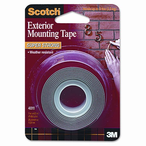 Scotch 4011 Super Strong Exterior Mounting Tape, 1" x 60", Gray