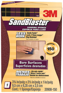 3M 20908-150 SandBlaster Sleeved Sanding Sponge, Medium 150-Grit