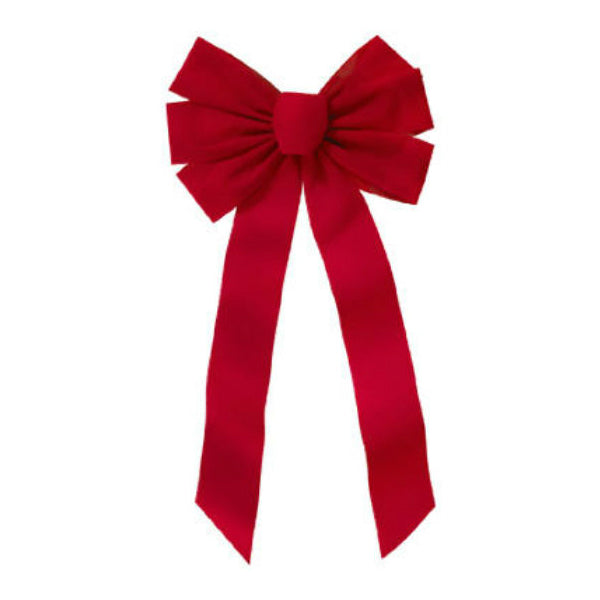 Holiday Trim 7964 Red Velvet 7-Loop Bow for Christmas Decoration, 22 inch