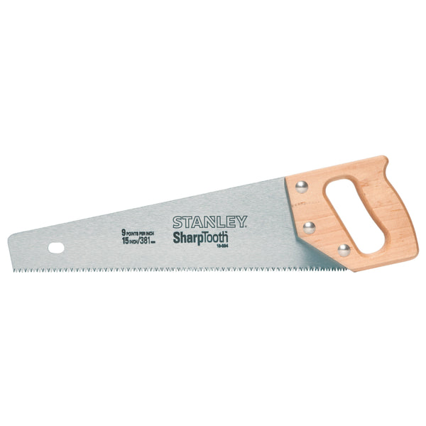 Stanley® 15334 SharpTooth™ Handsaw with Hardwood Handle, 15", 9 Point