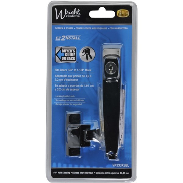 Wright Products™ VK333X3BL Tie-Down Keyed Push Button Latch, Black Finish