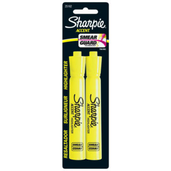 Sharpie® 25162PP Accent® Fluorescent Yellow Highlighter, Smear Guard® Technology, 2-Pk